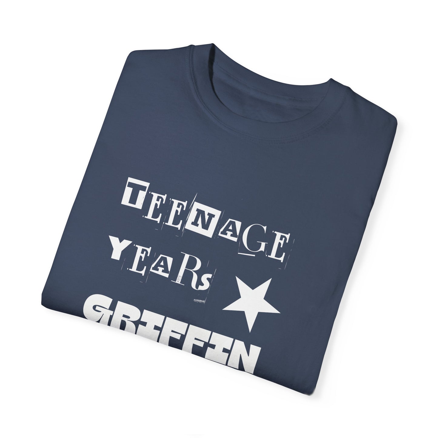 Teenage Years GRIFFIN Ransom Note Text Stars Balloon Unisex Garment-Dyed T-shirt