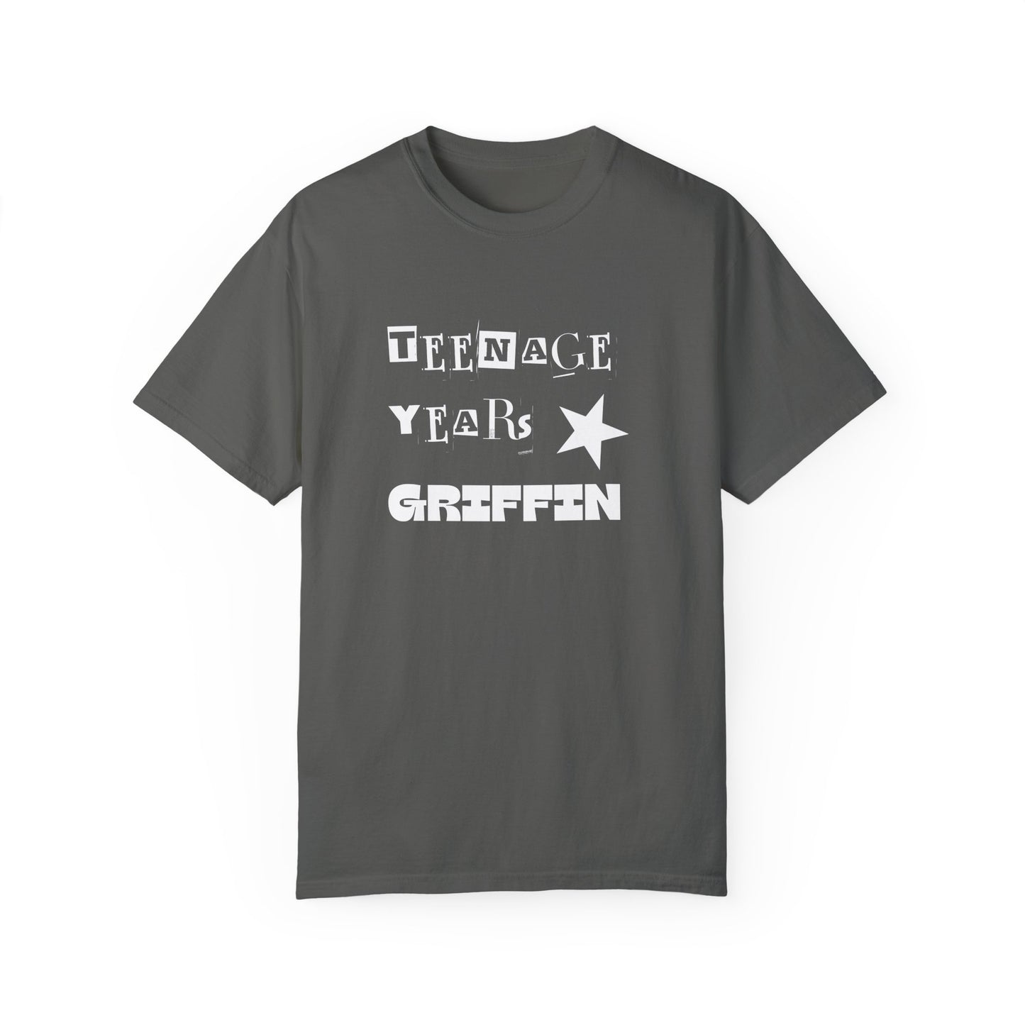 Teenage Years GRIFFIN Ransom Note Text Stars Balloon Unisex Garment-Dyed T-shirt