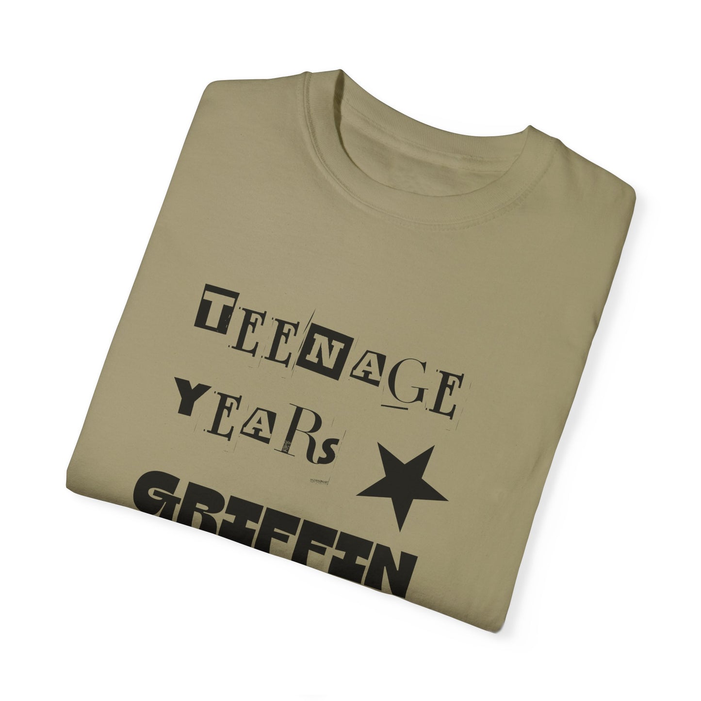 Teenage Years GRIFFIN Ransom Note Text Stars Balloon Unisex Garment-Dyed T-shirt