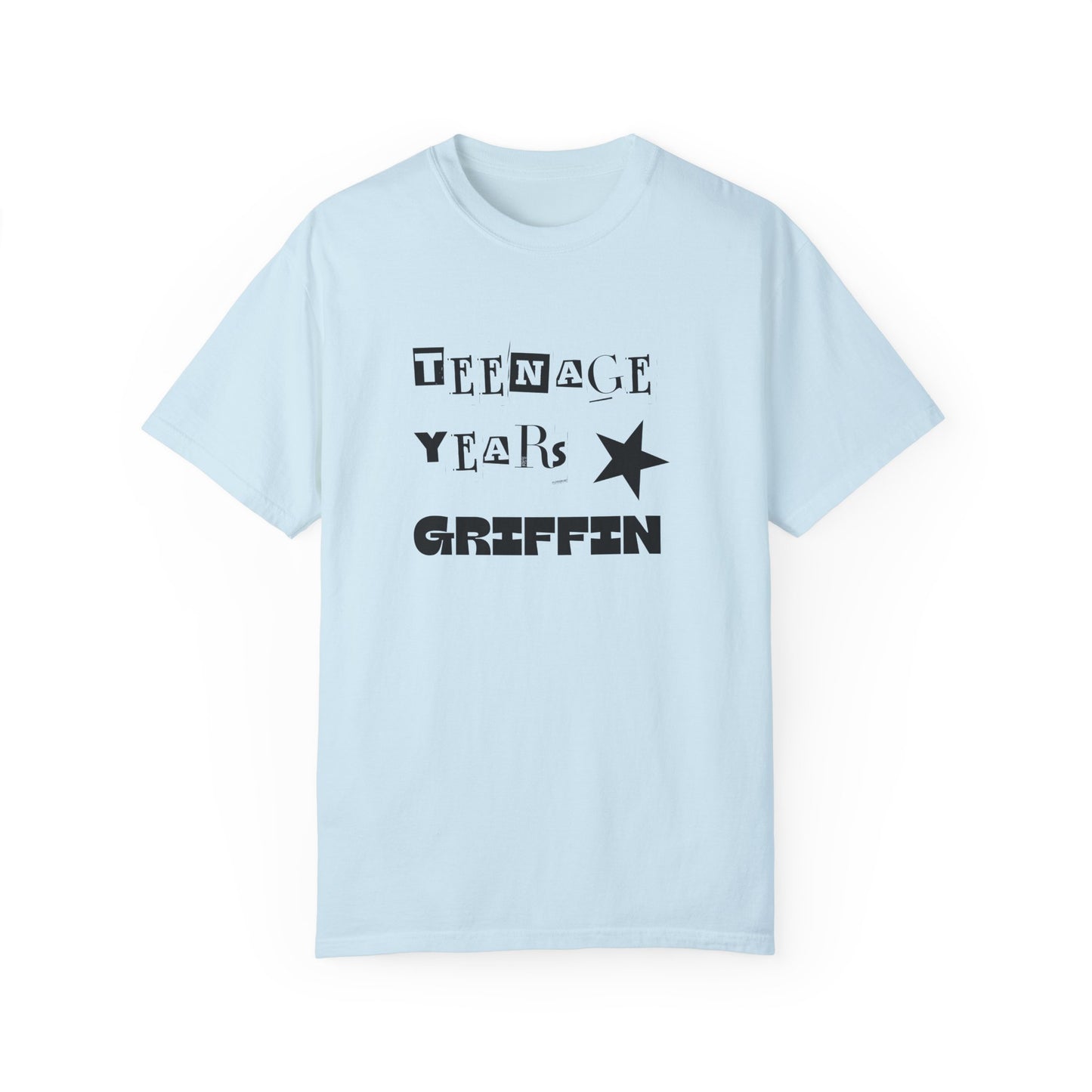 Teenage Years GRIFFIN Ransom Note Text Stars Balloon Unisex Garment-Dyed T-shirt