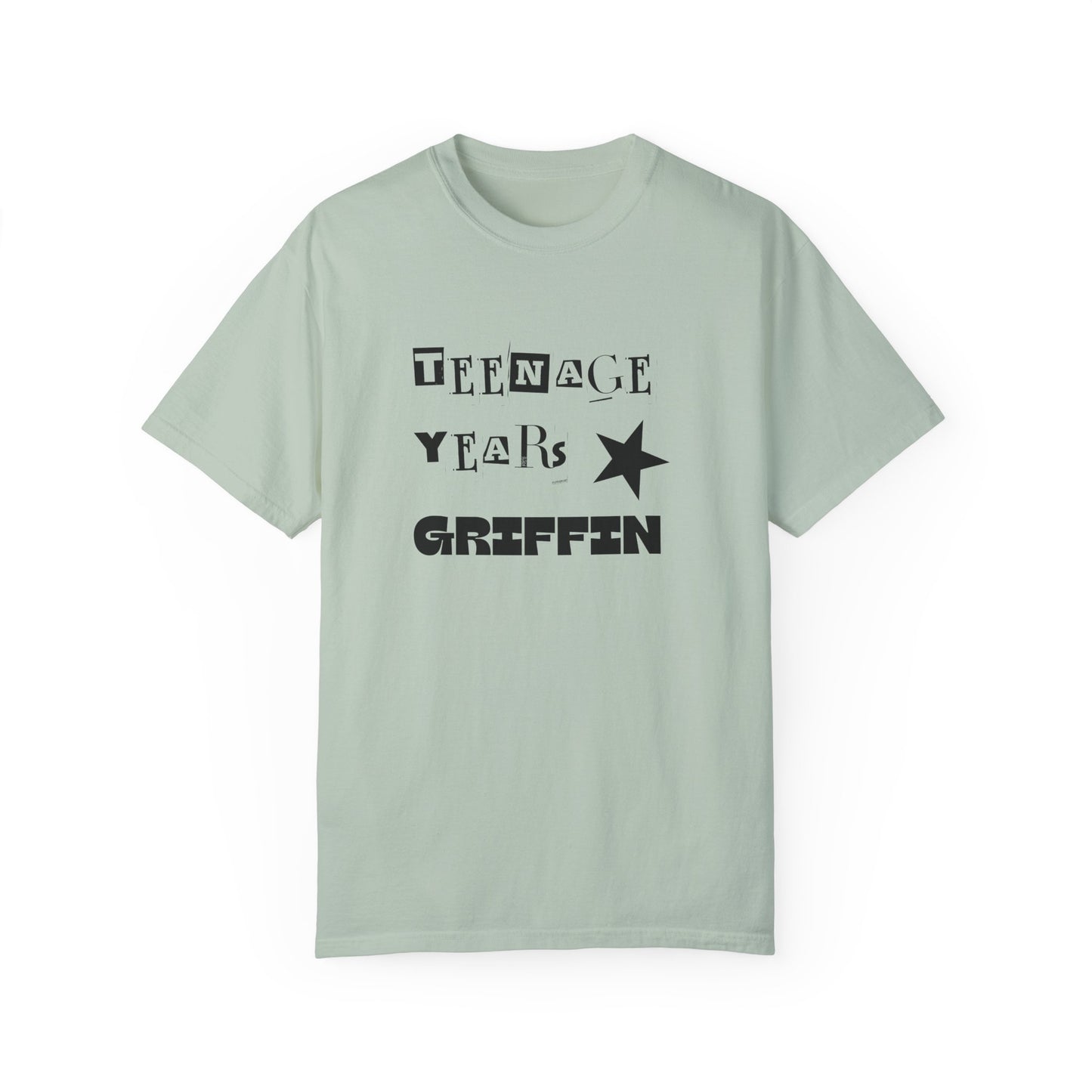 Teenage Years GRIFFIN Ransom Note Text Stars Balloon Unisex Garment-Dyed T-shirt