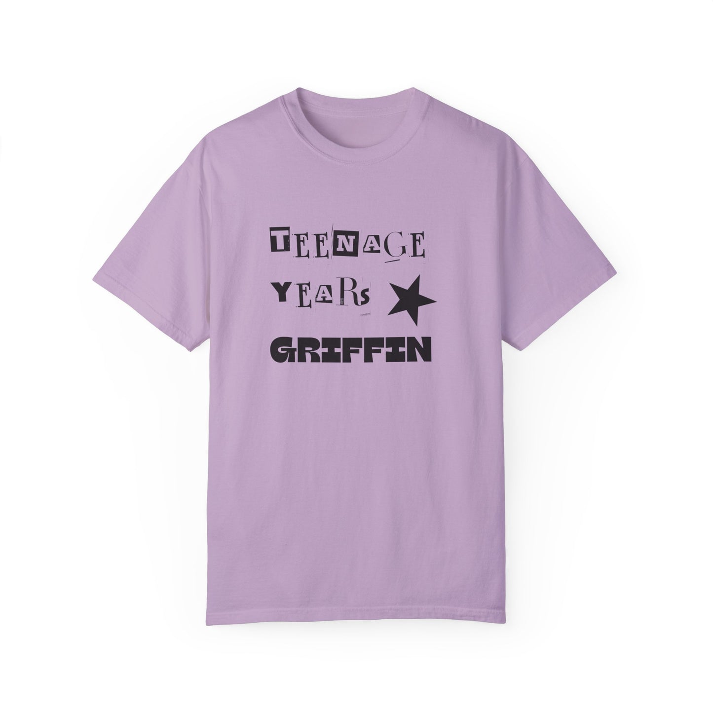 Teenage Years GRIFFIN Ransom Note Text Stars Balloon Unisex Garment-Dyed T-shirt