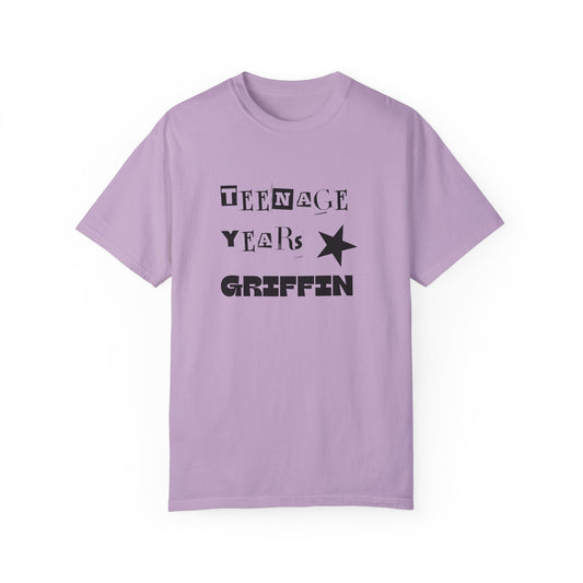 Teenage Years GRIFFIN Ransom Note Text Stars Balloon Unisex Garment-Dyed T-shirt