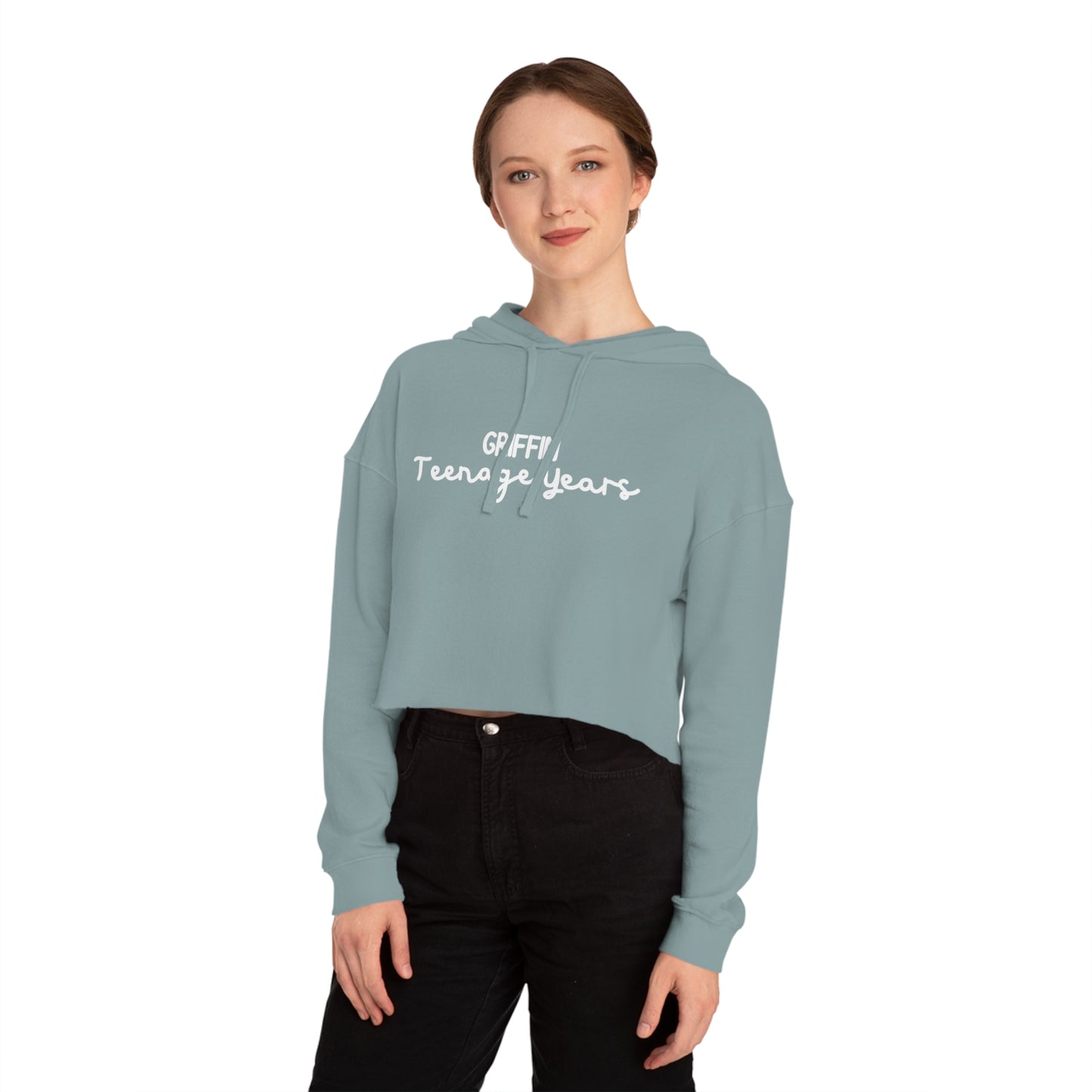 Teenage Years GRIFFIN Lyrics Text Women’s Cropped Hooded Sweatshirt