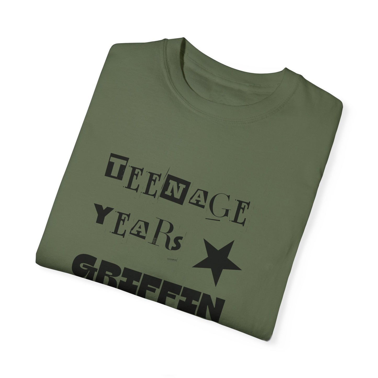 Teenage Years GRIFFIN Ransom Note Text Stars Balloon Unisex Garment-Dyed T-shirt