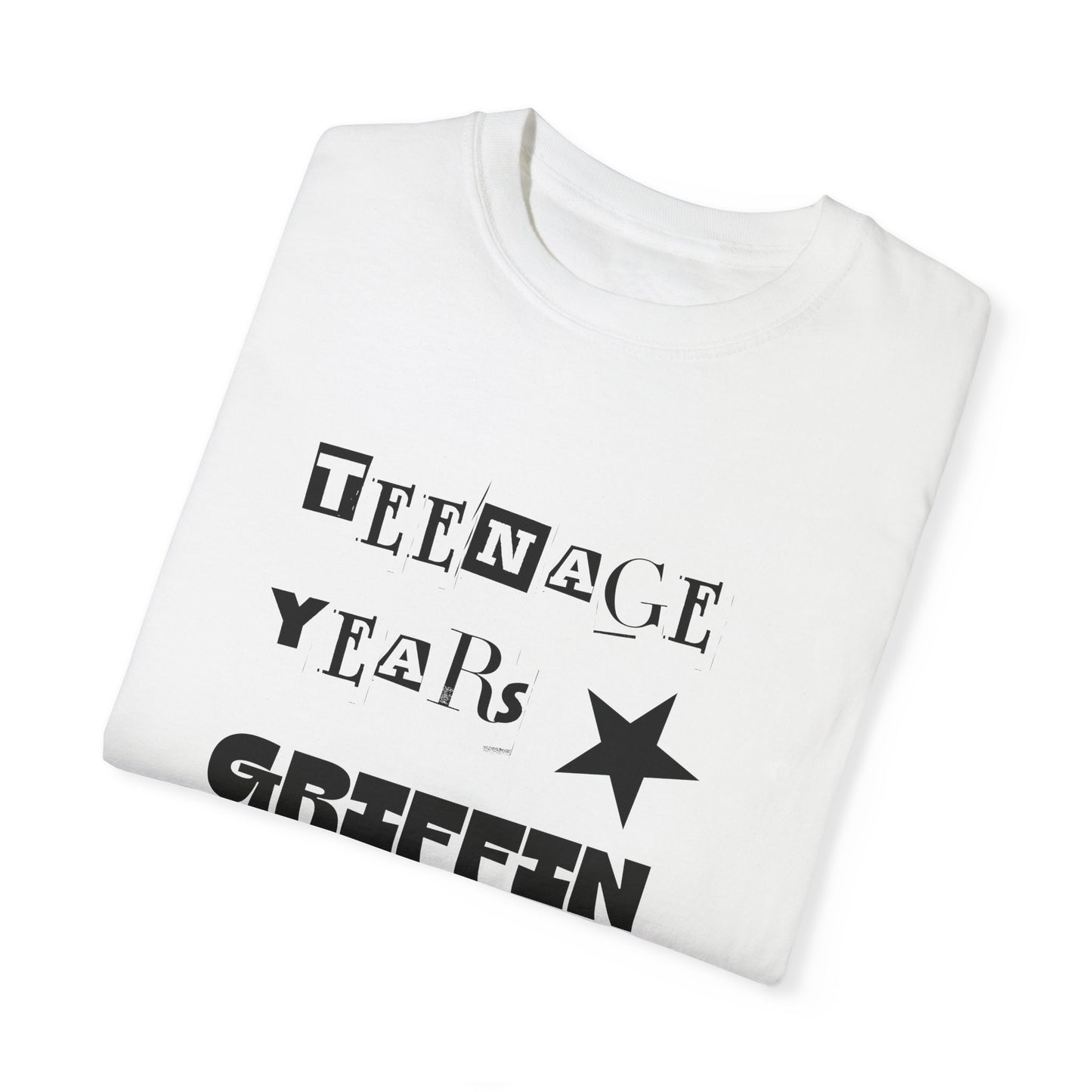 Teenage Years GRIFFIN Ransom Note Text Stars Balloon Unisex Garment-Dyed T-shirt