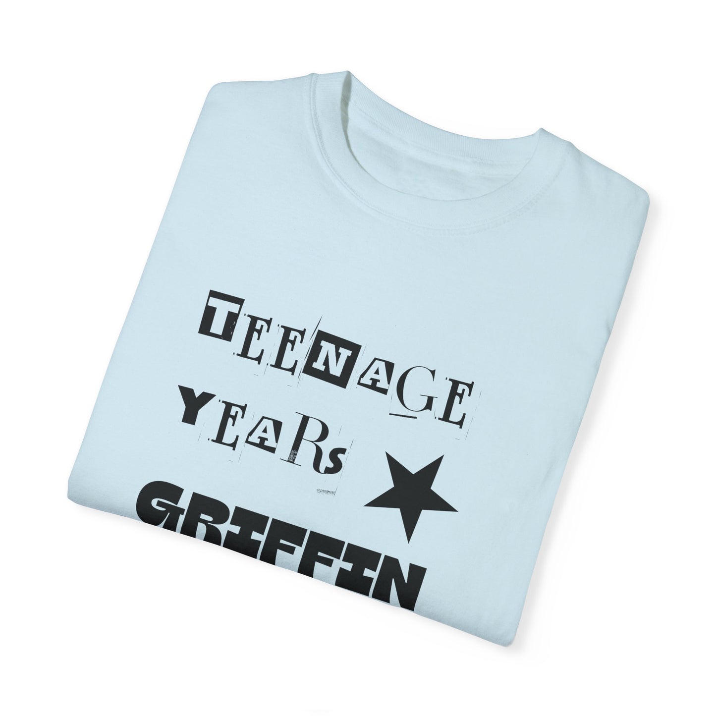 Teenage Years GRIFFIN Ransom Note Text Stars Balloon Unisex Garment-Dyed T-shirt