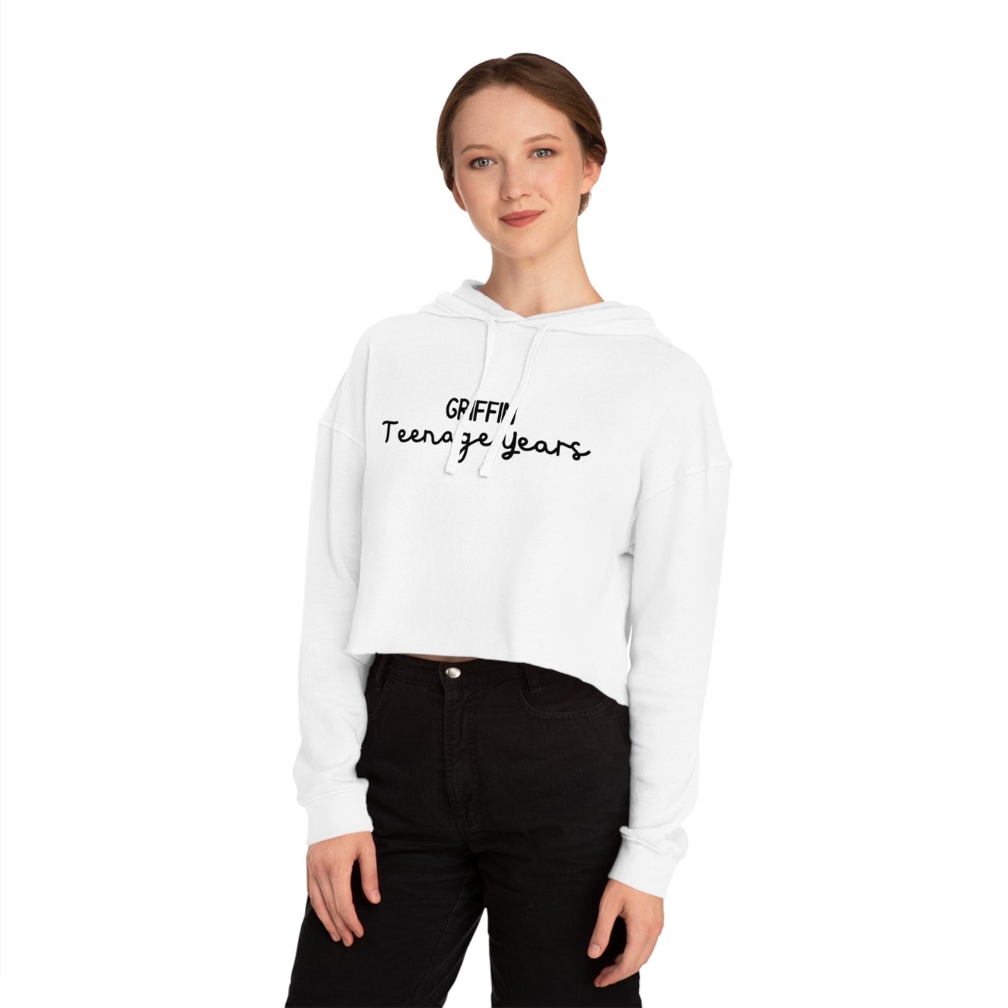 Teenage Years GRIFFIN Lyrics Text Women’s Cropped Hooded Sweatshirt