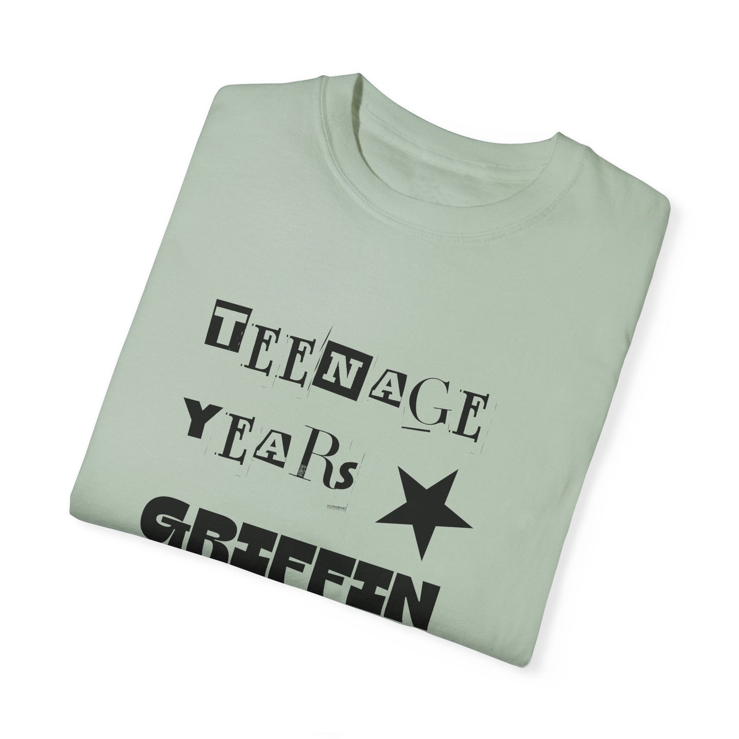 Teenage Years GRIFFIN Ransom Note Text Stars Balloon Unisex Garment-Dyed T-shirt