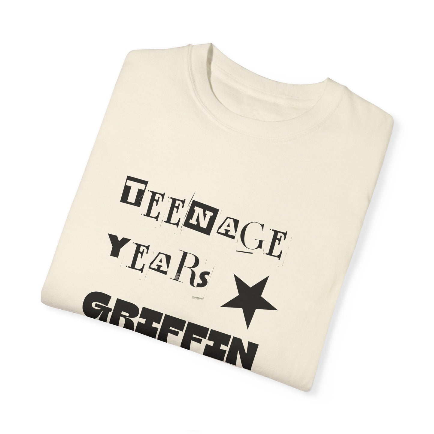 Teenage Years GRIFFIN Ransom Note Text Stars Balloon Unisex Garment-Dyed T-shirt