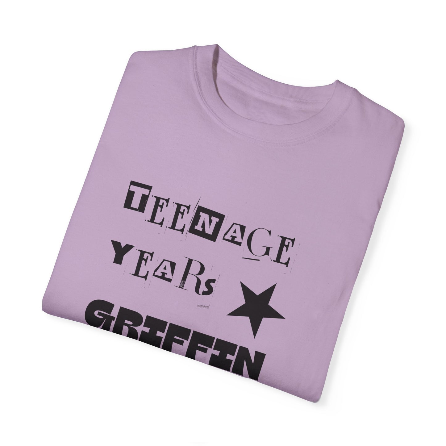 Teenage Years GRIFFIN Ransom Note Text Stars Balloon Unisex Garment-Dyed T-shirt