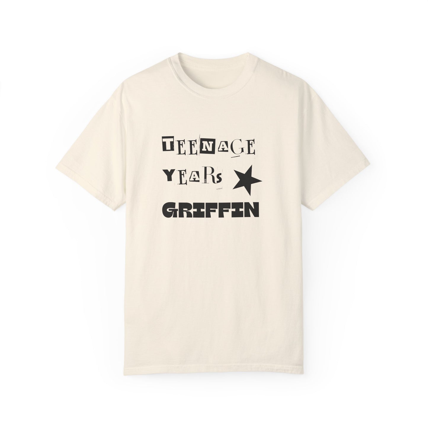 Teenage Years GRIFFIN Ransom Note Text Stars Balloon Unisex Garment-Dyed T-shirt