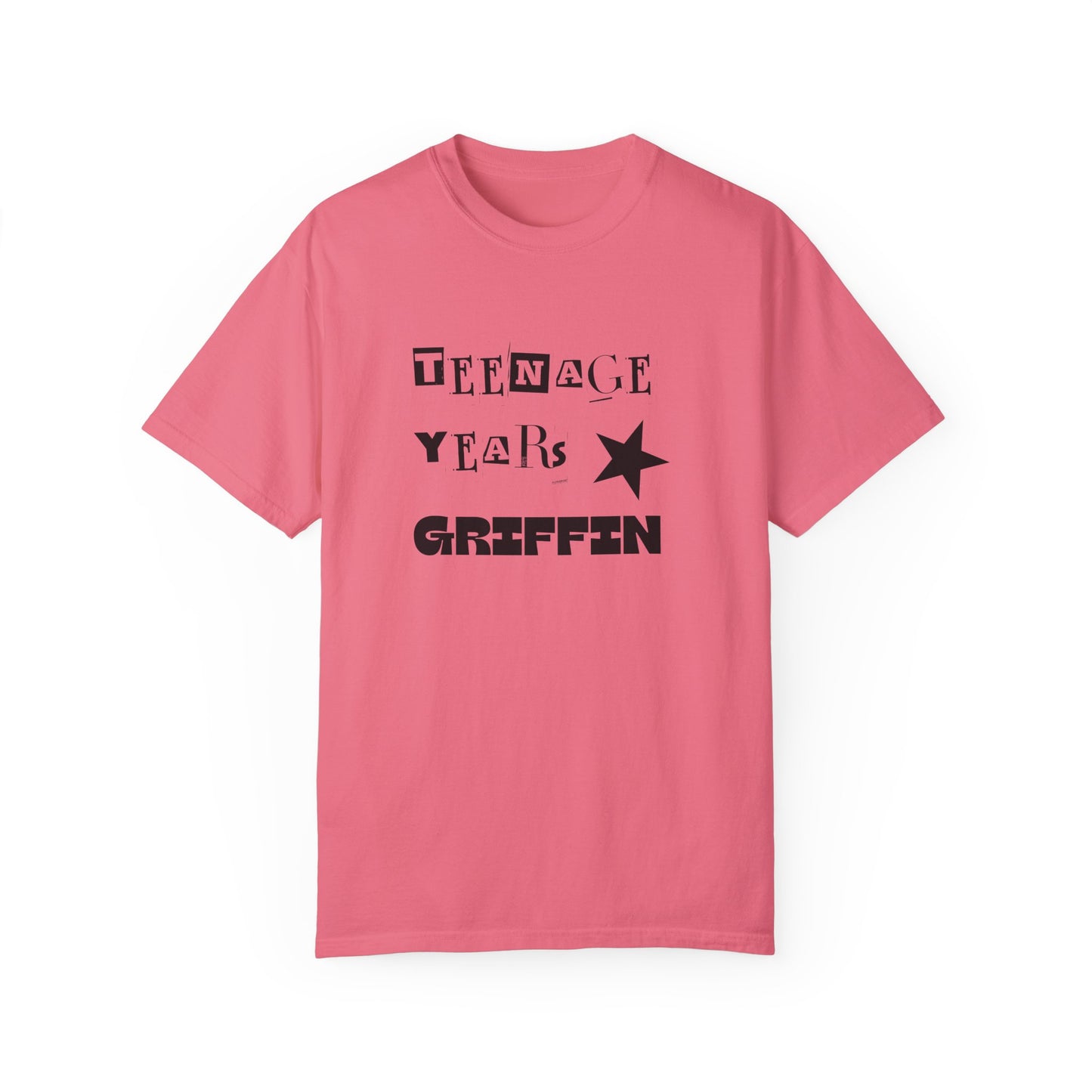 Teenage Years GRIFFIN Ransom Note Text Stars Balloon Unisex Garment-Dyed T-shirt