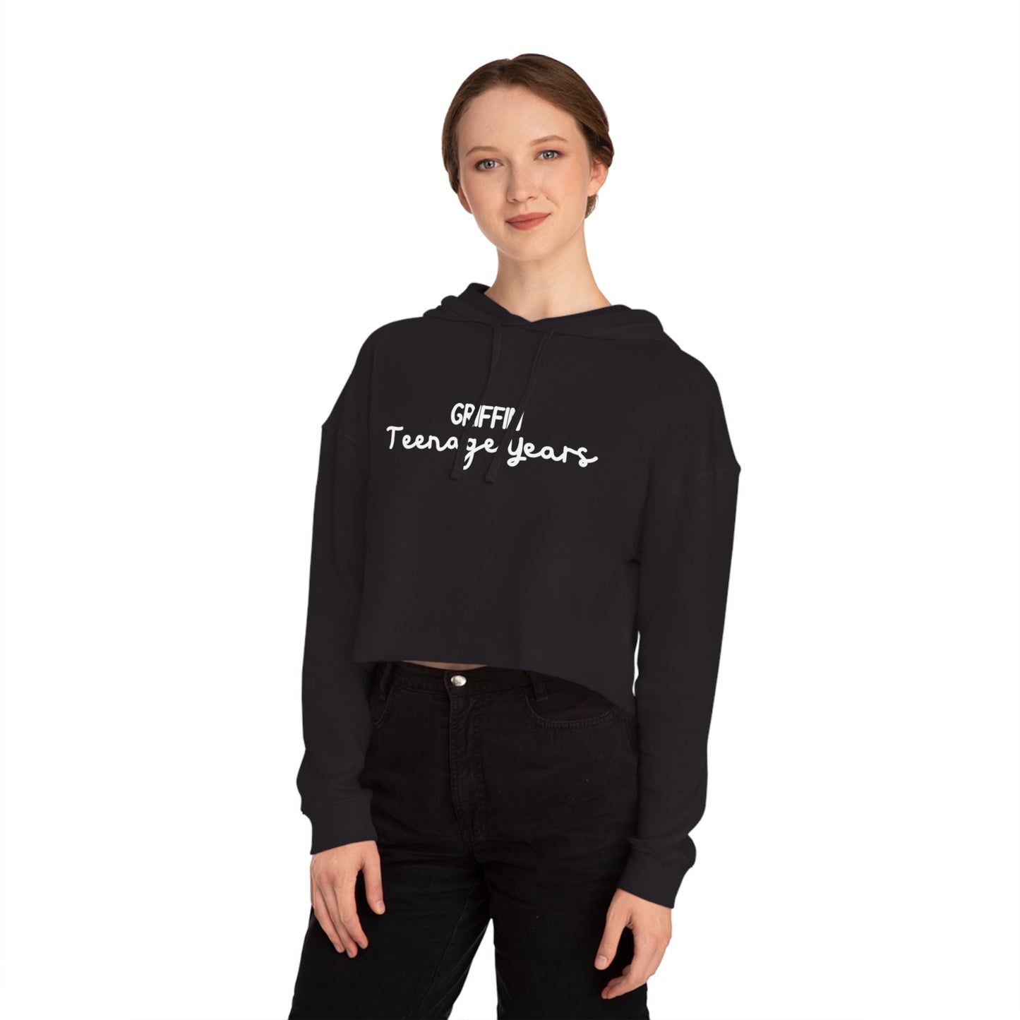 Teenage Years GRIFFIN Lyrics Text Women’s Cropped Hooded Sweatshirt